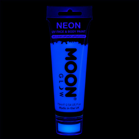 Maquillage fluo UV avec applicateur éponge - 75 ml - Bleu